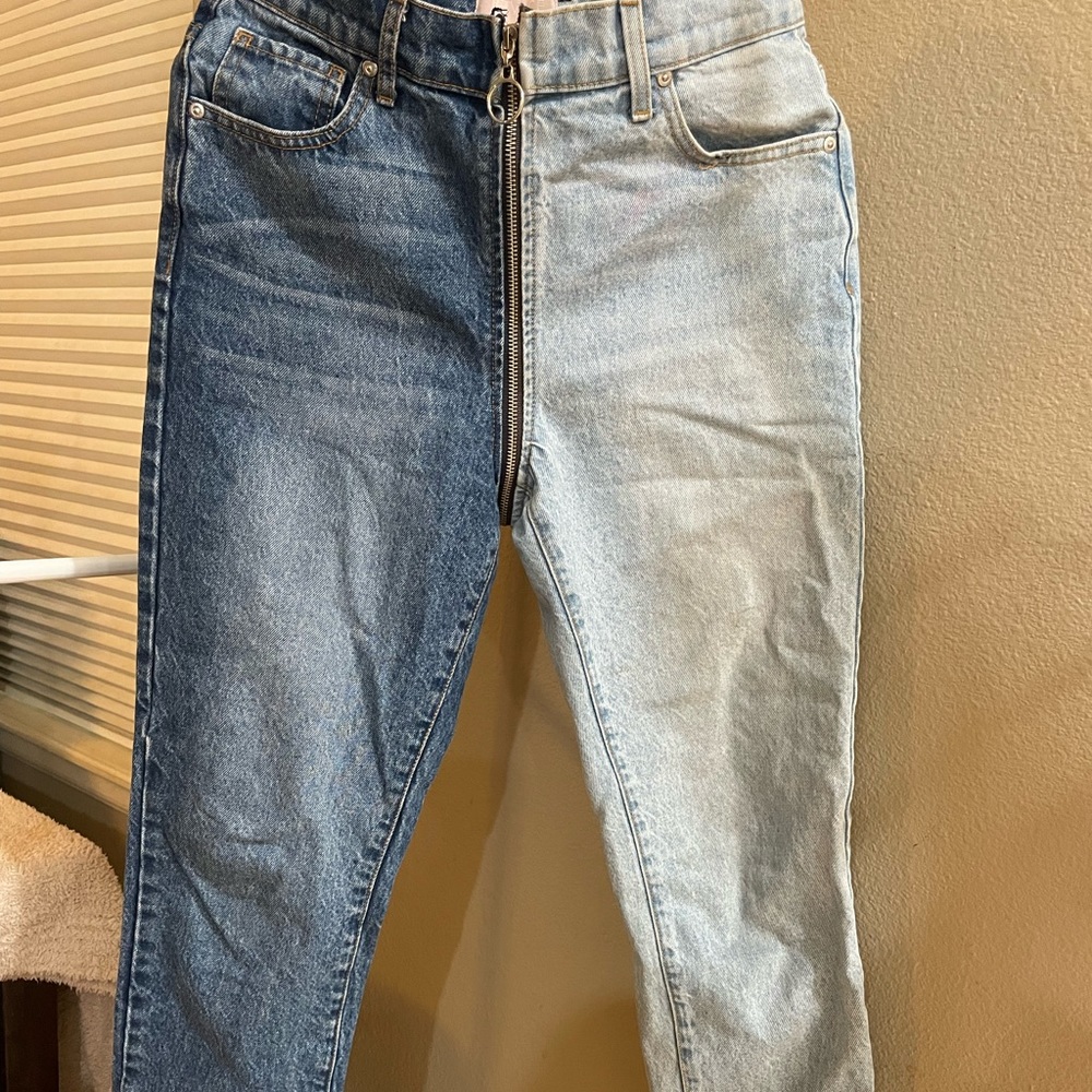 Revice zip around two-toned jeans
